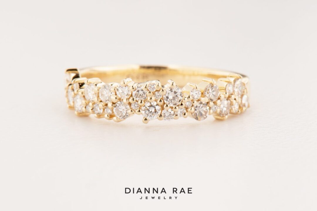 Yellow Gold Diamond Confetti Style Wedding Band - Image 4