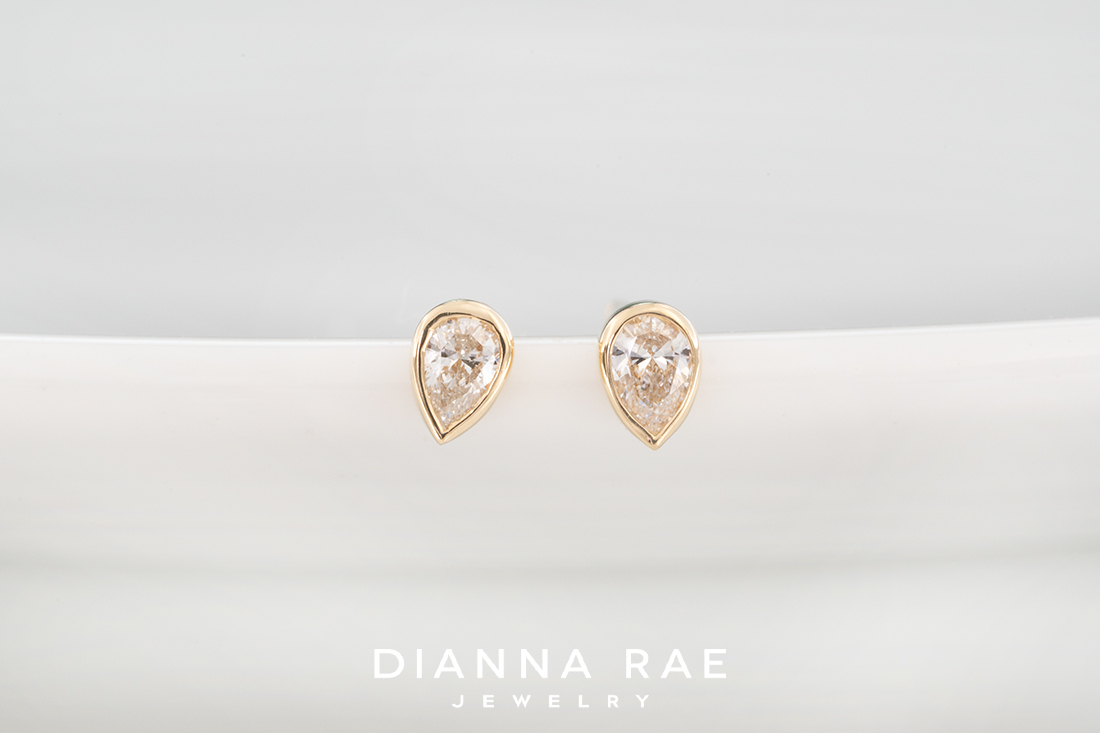 Yellow Gold Bezel-Set Diamond Studs