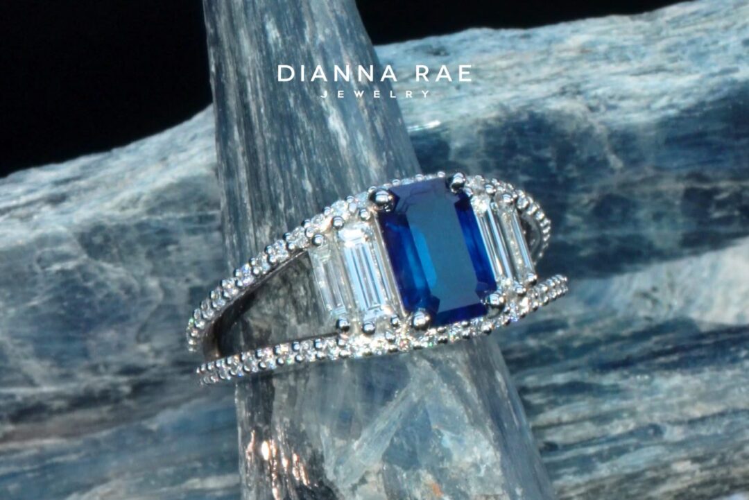 Rhythm - White Gold Sapphire and Diamond Five Stone Ring - Image 2