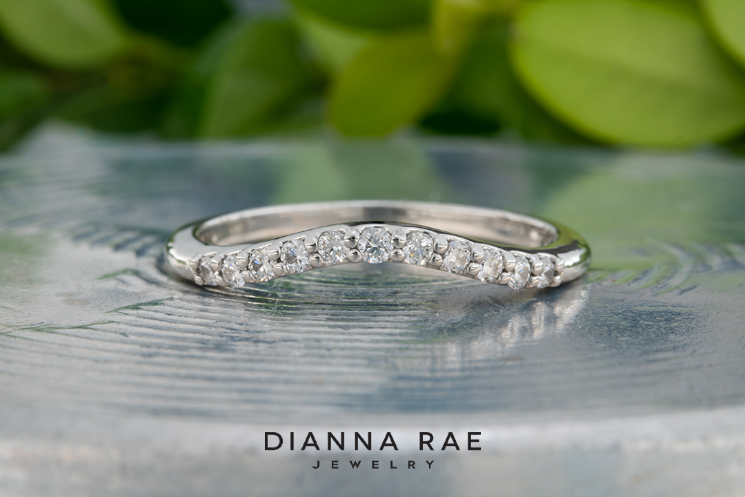 Platinum Contoured Diamond wedding Band