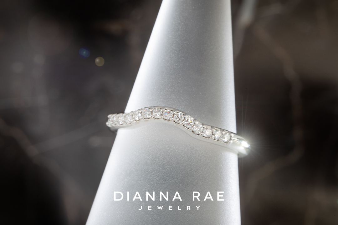 Contoured 14k White Gold Diamond Band