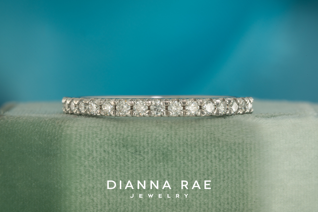 14k White Gold French set Anniversary Band