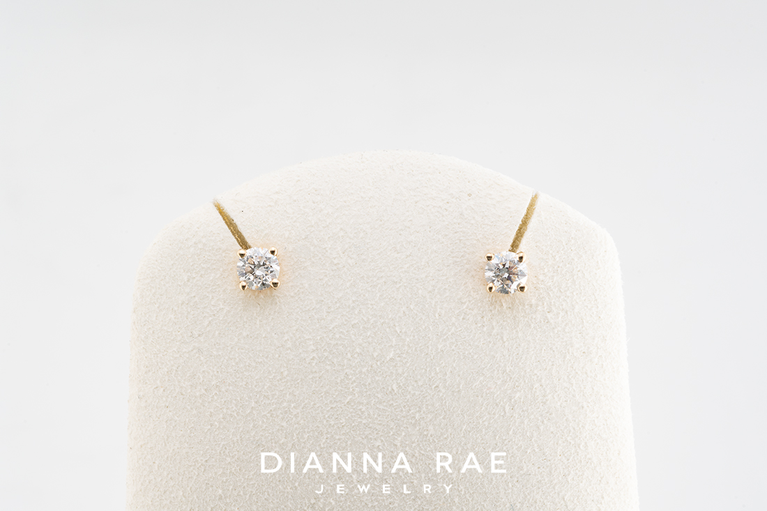 0.32 Carat Total Weight Yellow Gold Lab-Grown Diamond Studs