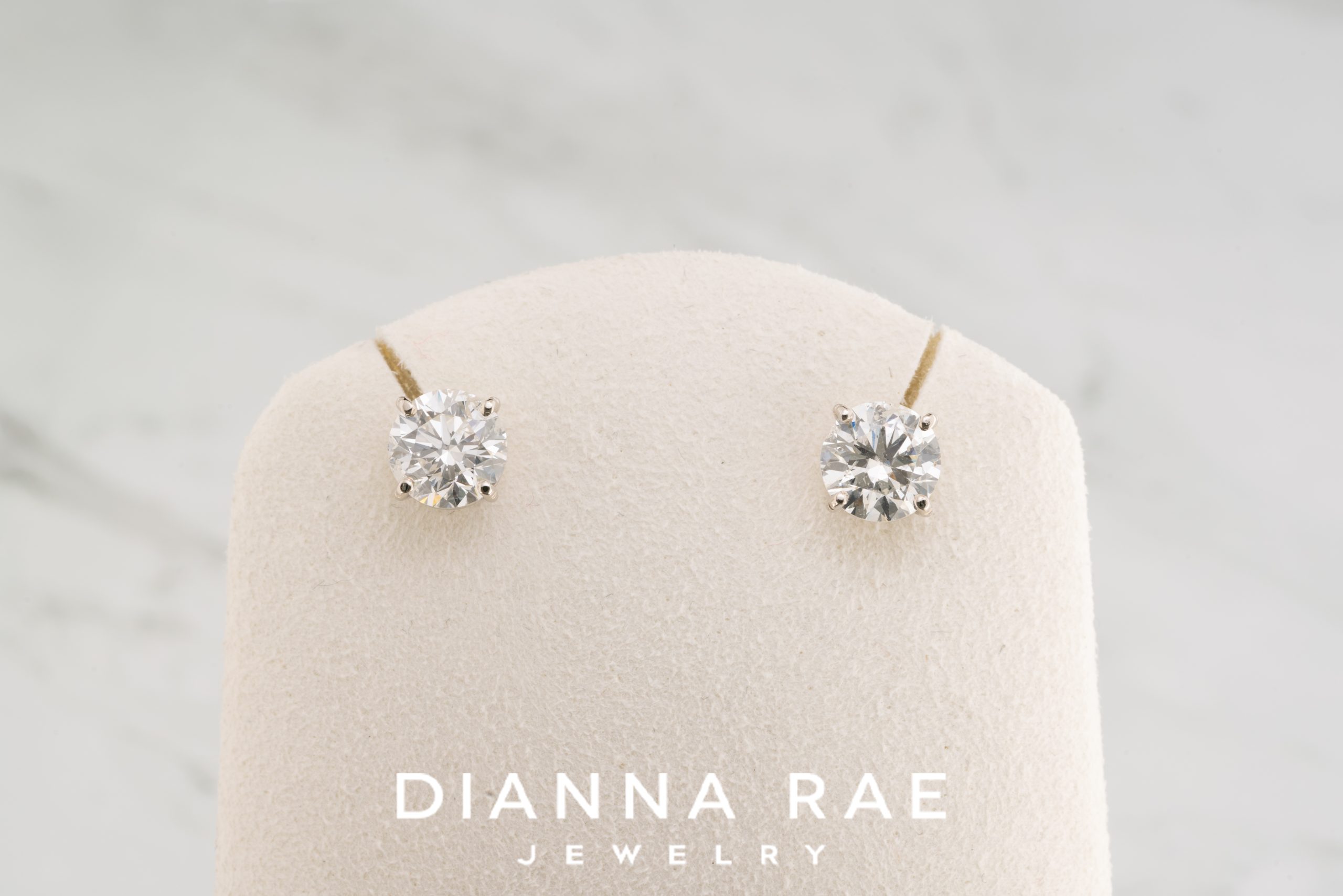 2.06 Carat Total Weight White Gold Natural Diamond Studs