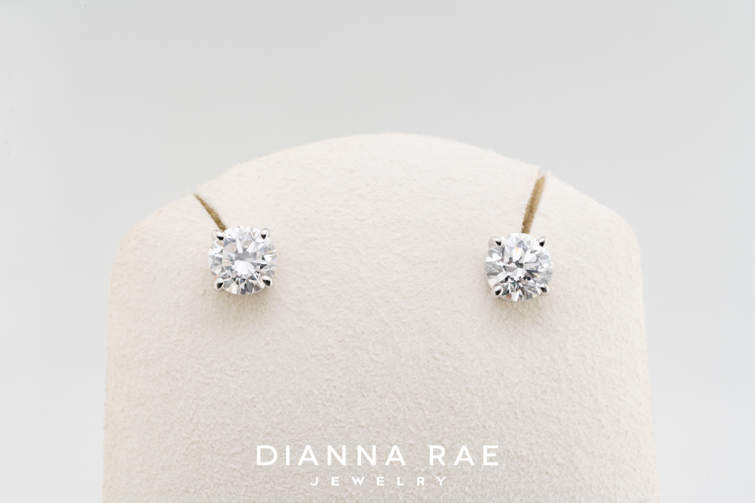 1.60 Carat Total Weight White Gold Lab-Grown Diamond Earrings