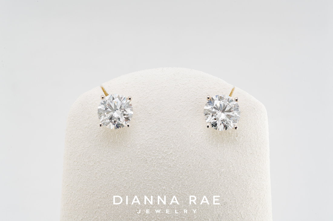 3.02 Carat Total Weight White Gold Natural Diamond Studs