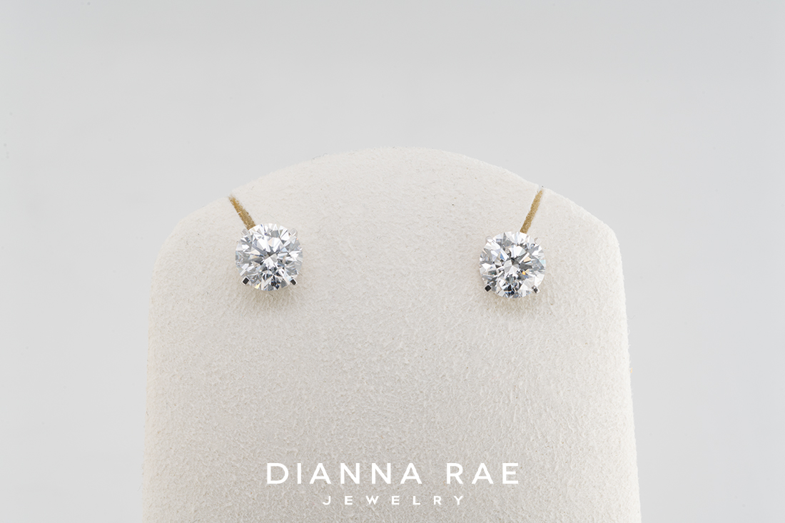 2.14 Carat Total Weight White Gold Lab-Grown Diamond Studs