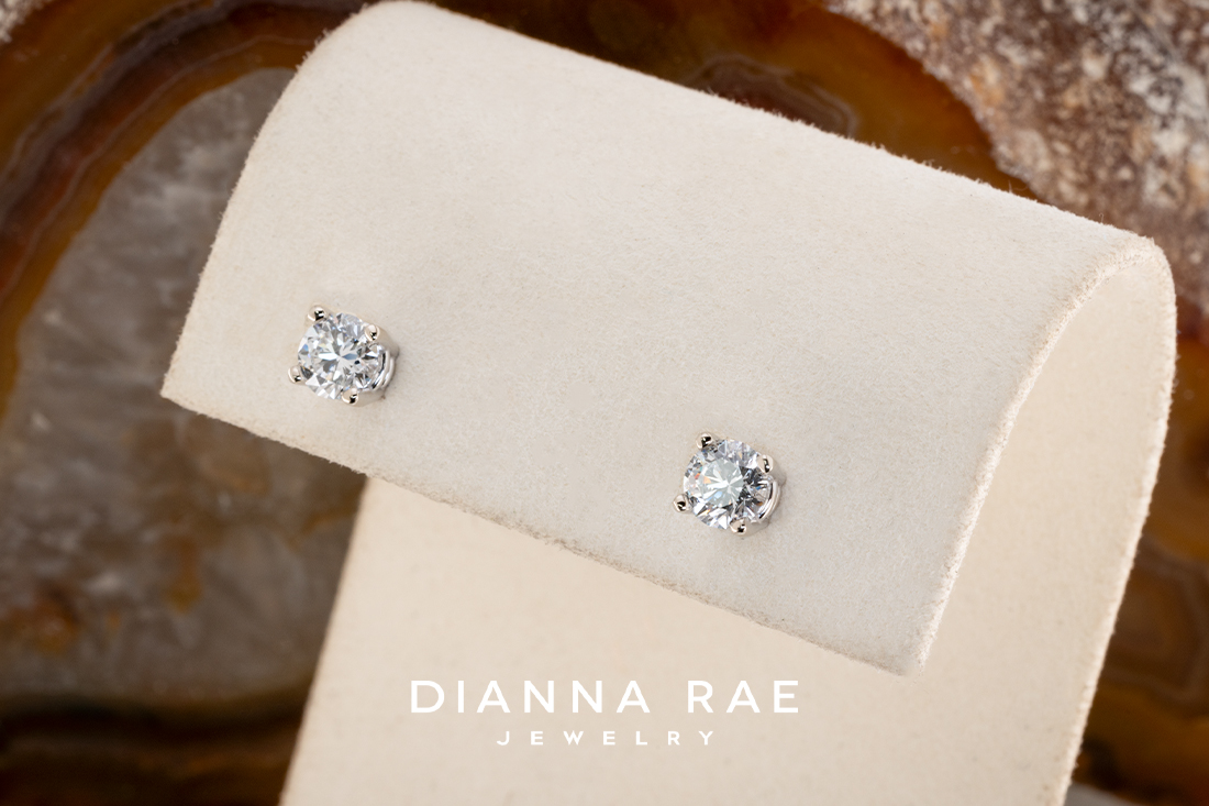 1.00 Carat Total Weight White Gold Lab-Grown Diamond Studs - Diamonds in Space