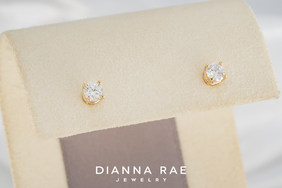 0.49 Carat Total Weight Yellow Gold Diamond Studs - Diamonds in Space