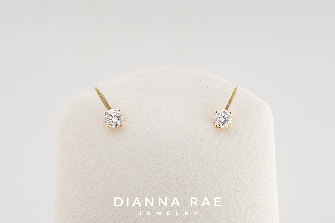 0.46 Carat Total Weight Yellow Gold Lab-Grown Diamond Studs - Diamonds in Space