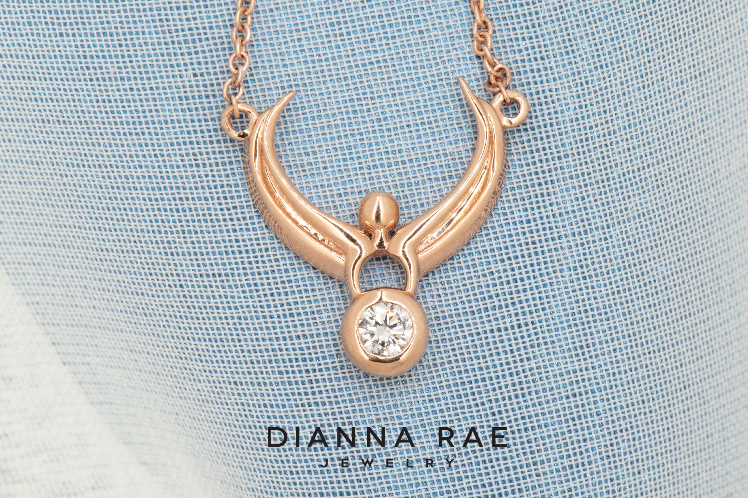 Rose Gold Space Angel Pendant - small