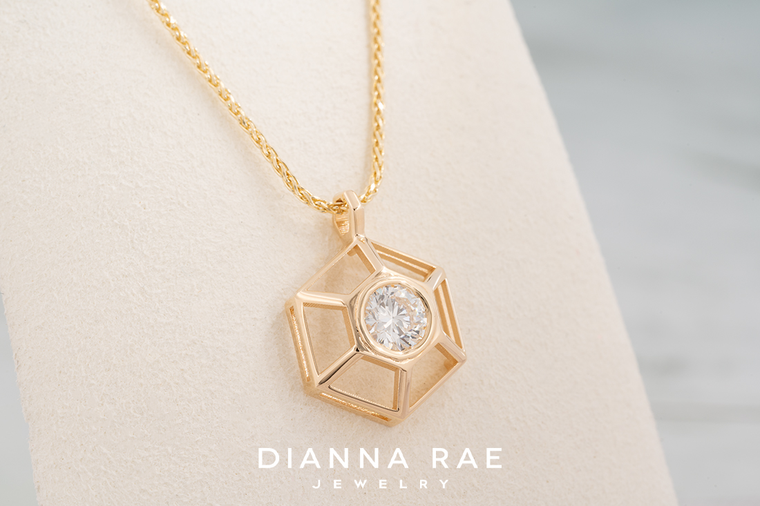 Cupola Lab grown Diamond Pendant (Large) - Yellow Gold
