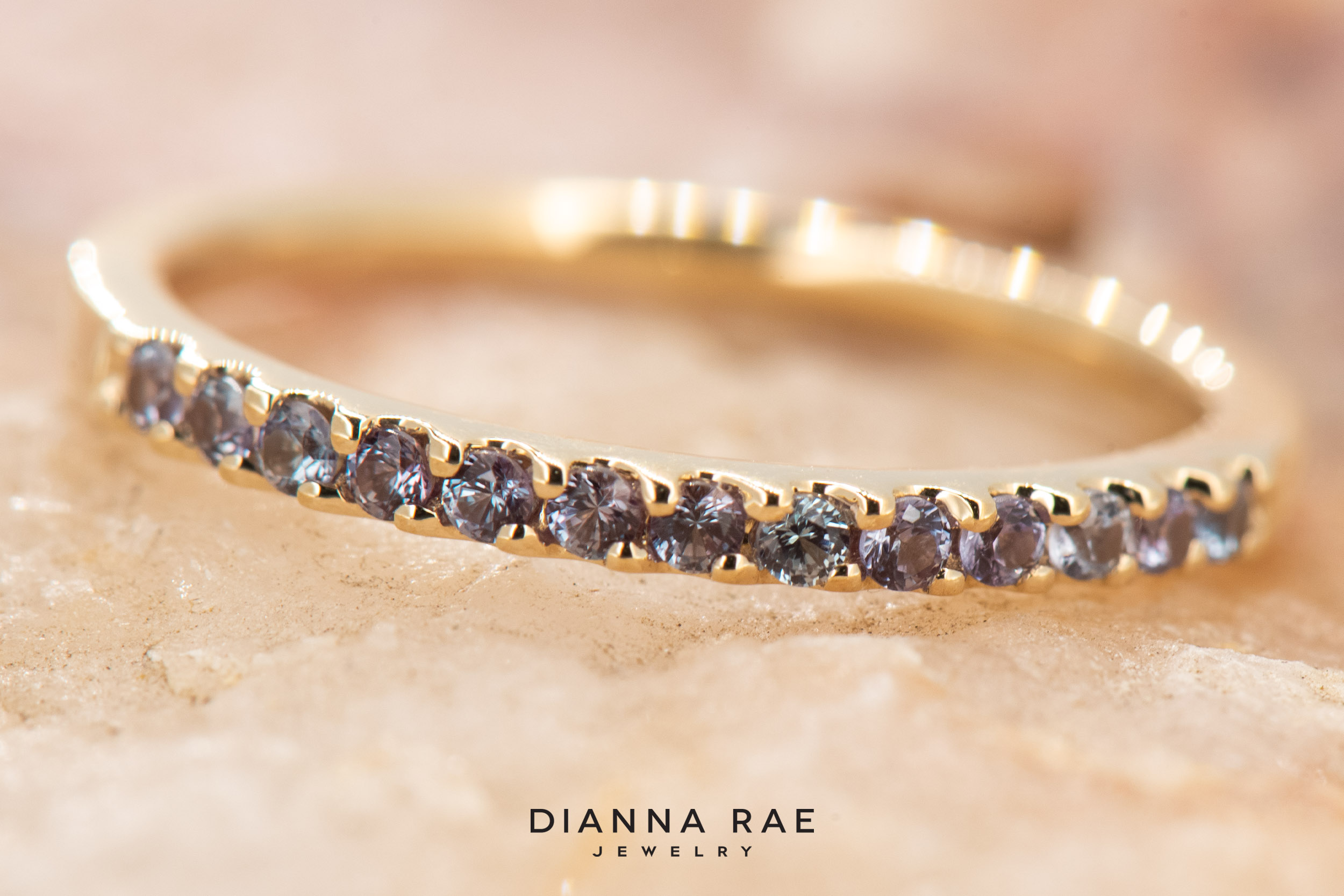 14K Yellow Gold Alexandrite Band