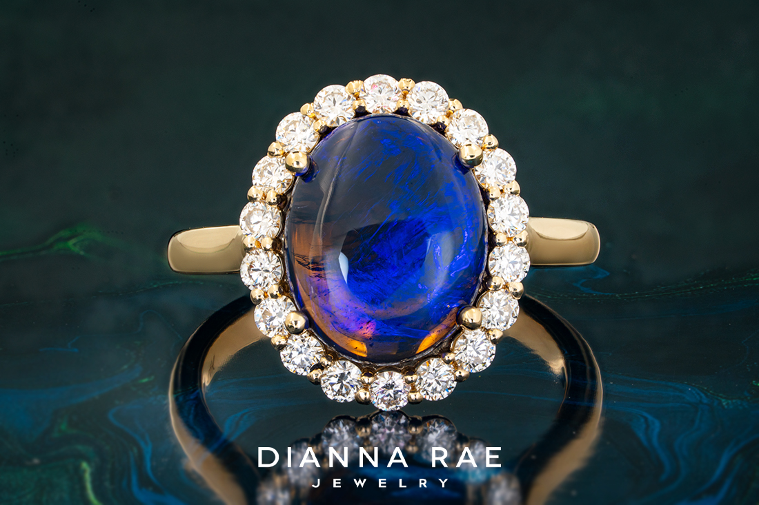 Black Opal and Diamond Ring