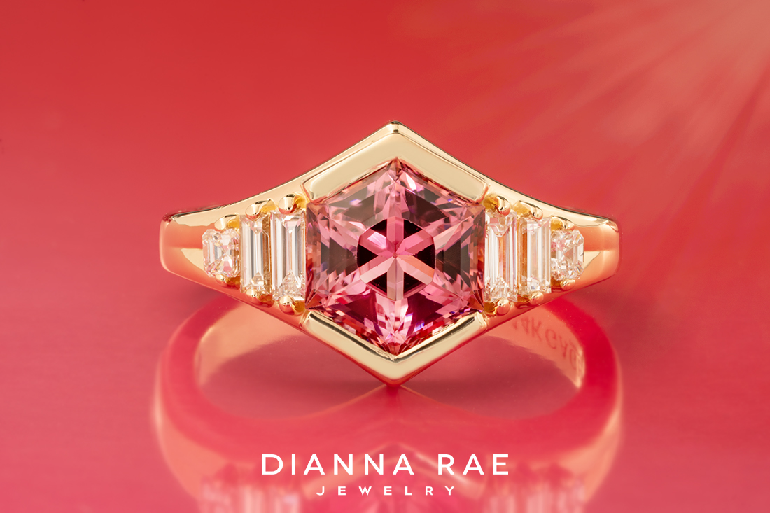 Pink Tourmaline with Diamond Accents Ring