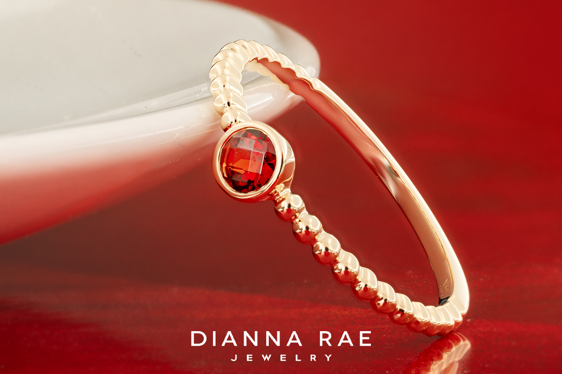 14K Yellow Gold Garnet Ring