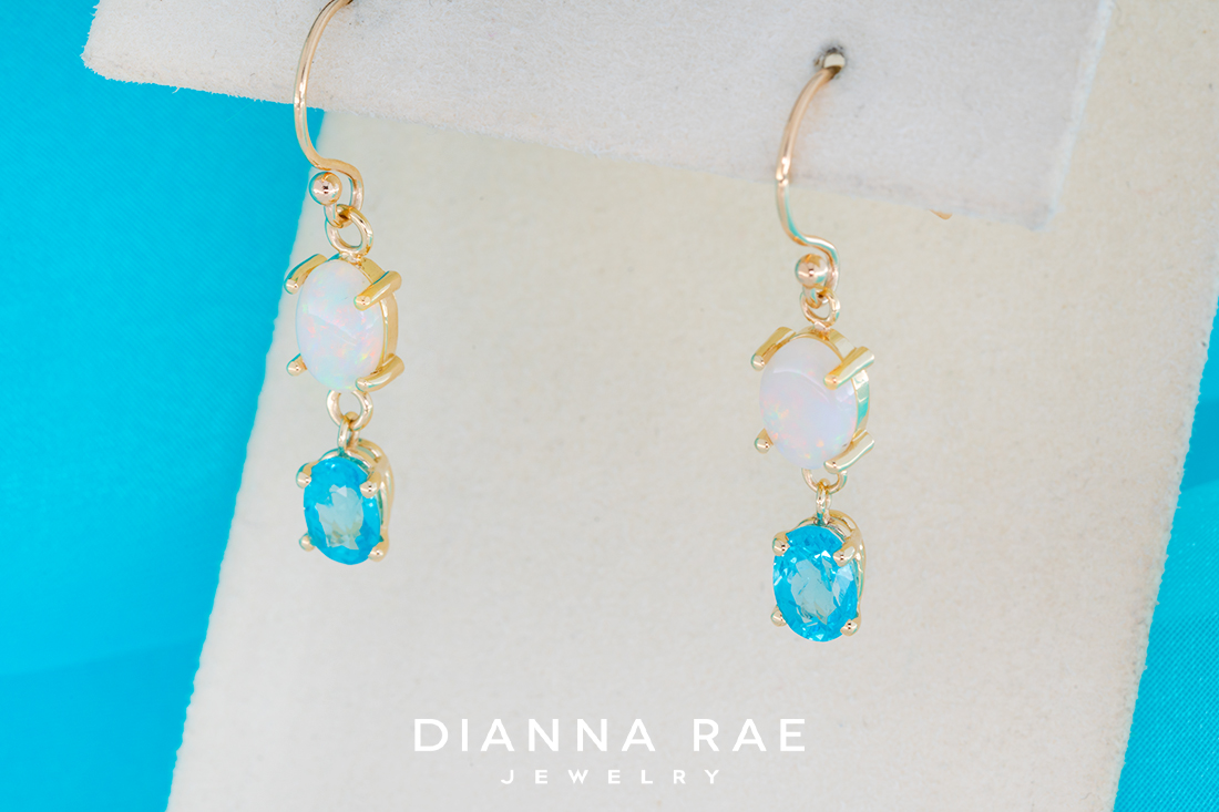 Opal and Apatite Dangle Earrings
