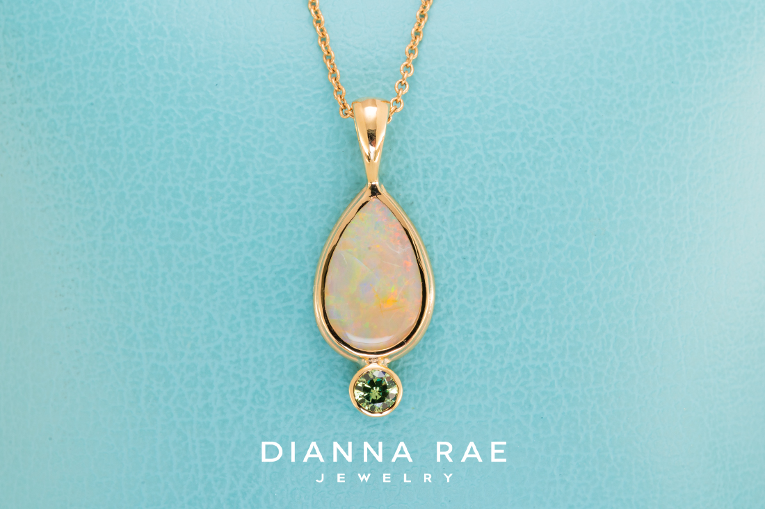 Opal and Demantoid Garnet Pendant