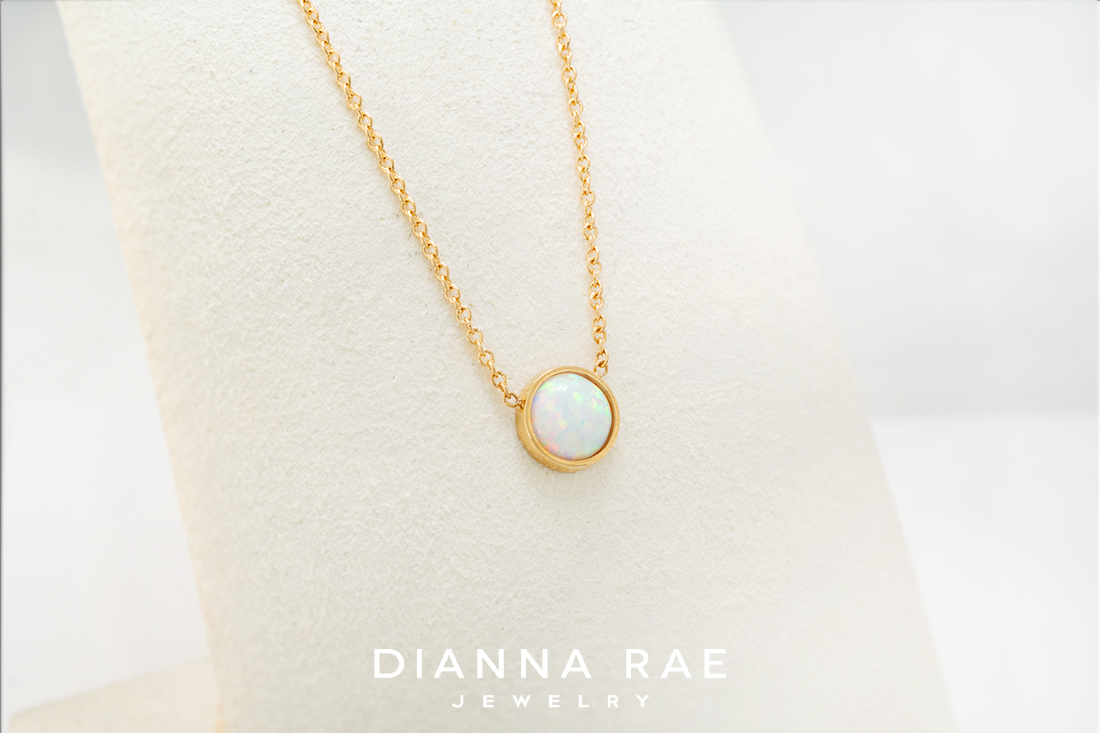 Bezel Set 6mm Opal Pendant