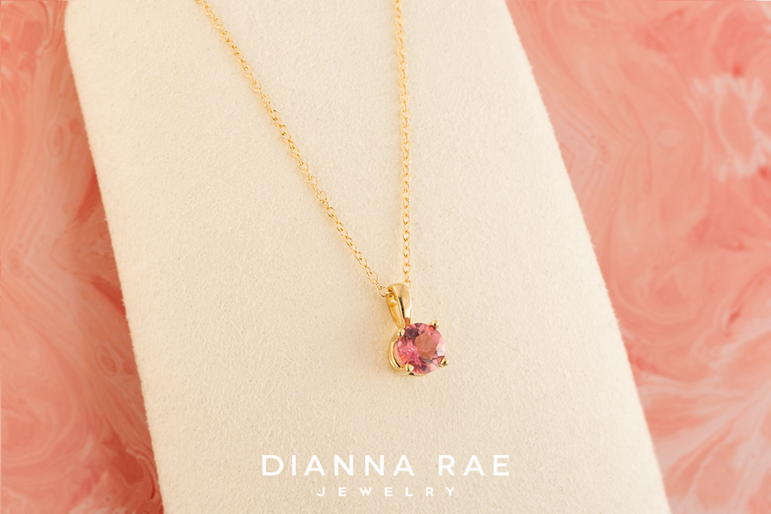 Diamonds in Space Pink Tourmaline Pendant