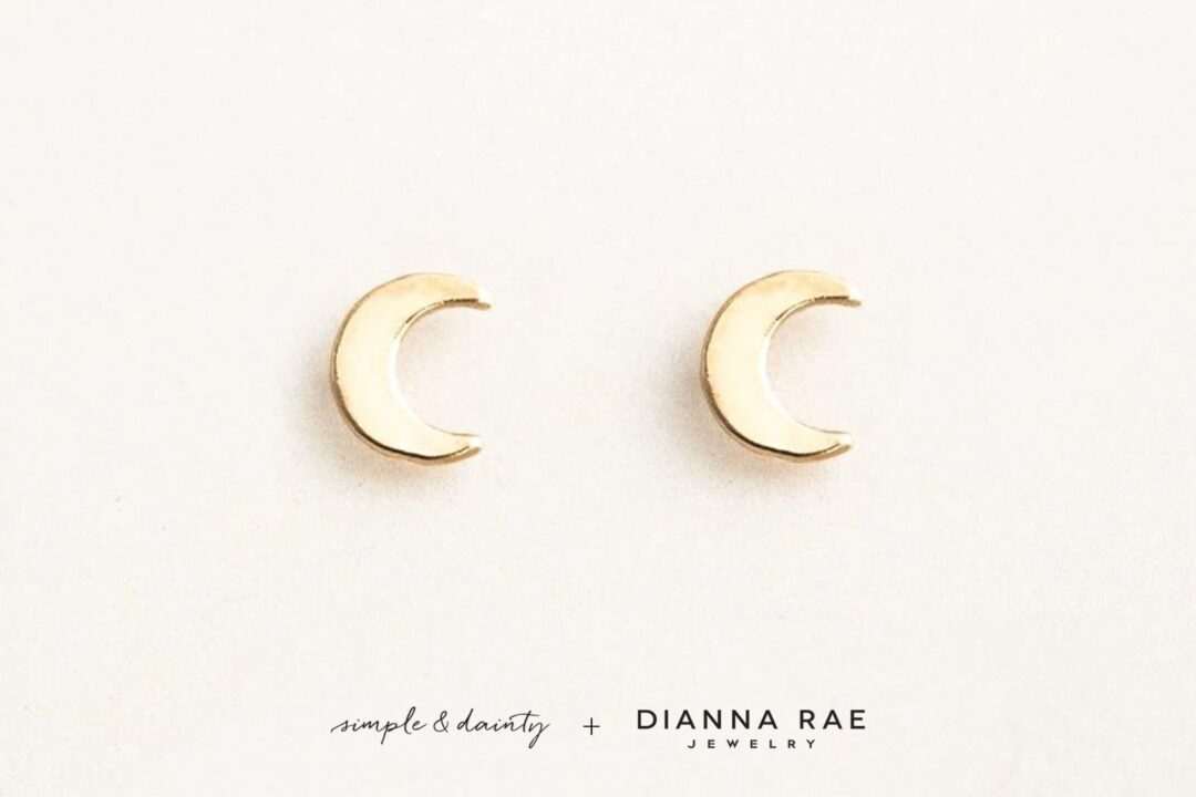 Crescent Moon Stud Earrings