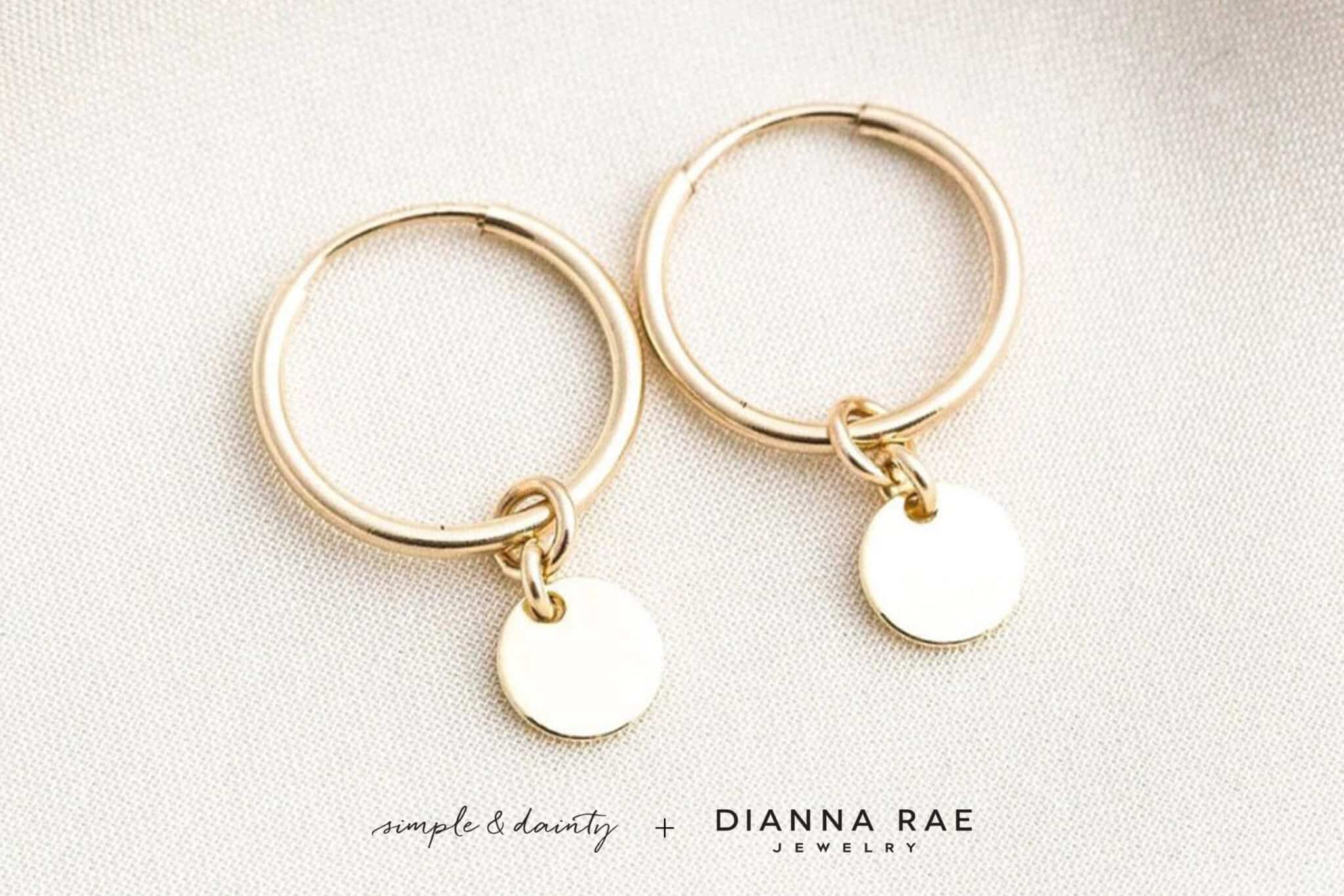 Simple & Dainty 14kt Gold Filled Tiny Coin Hoop Earrings